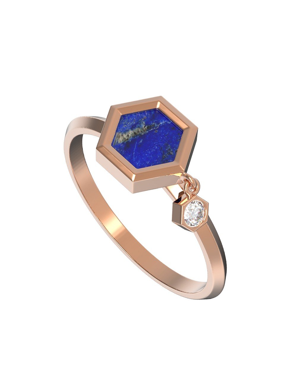 Кольцо из золота c бриллиантами и лазуритом