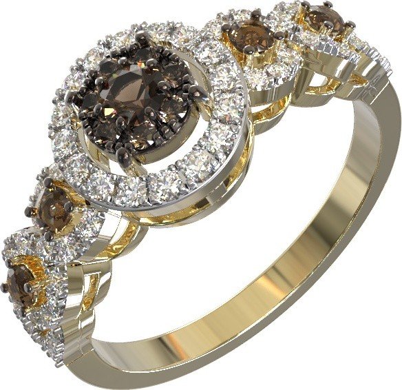 Кольцо из лимонного золота c бриллиантами