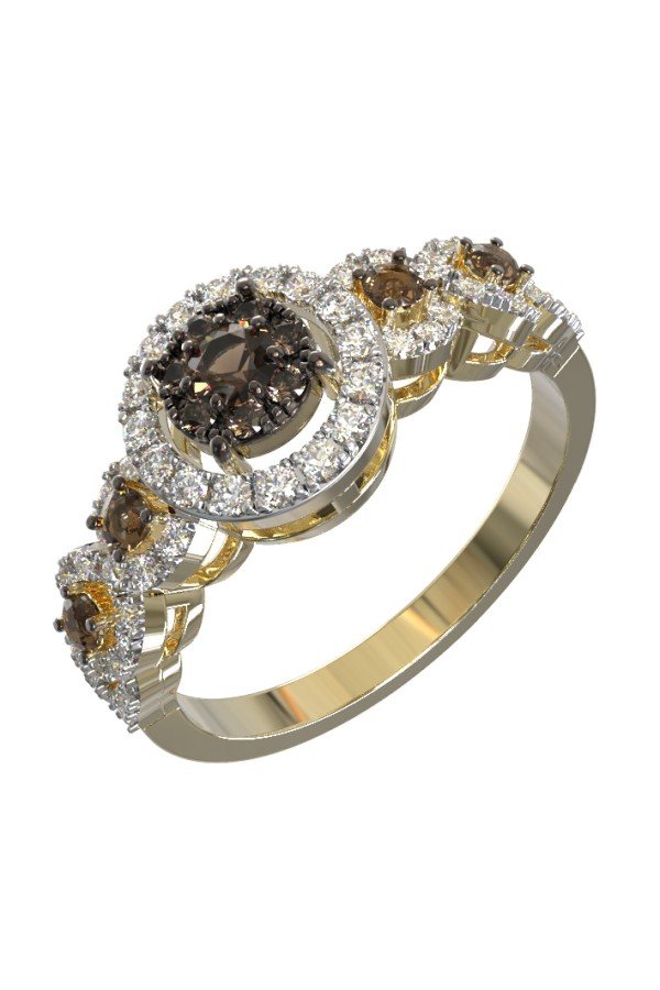 Кольцо из лимонного золота c бриллиантами