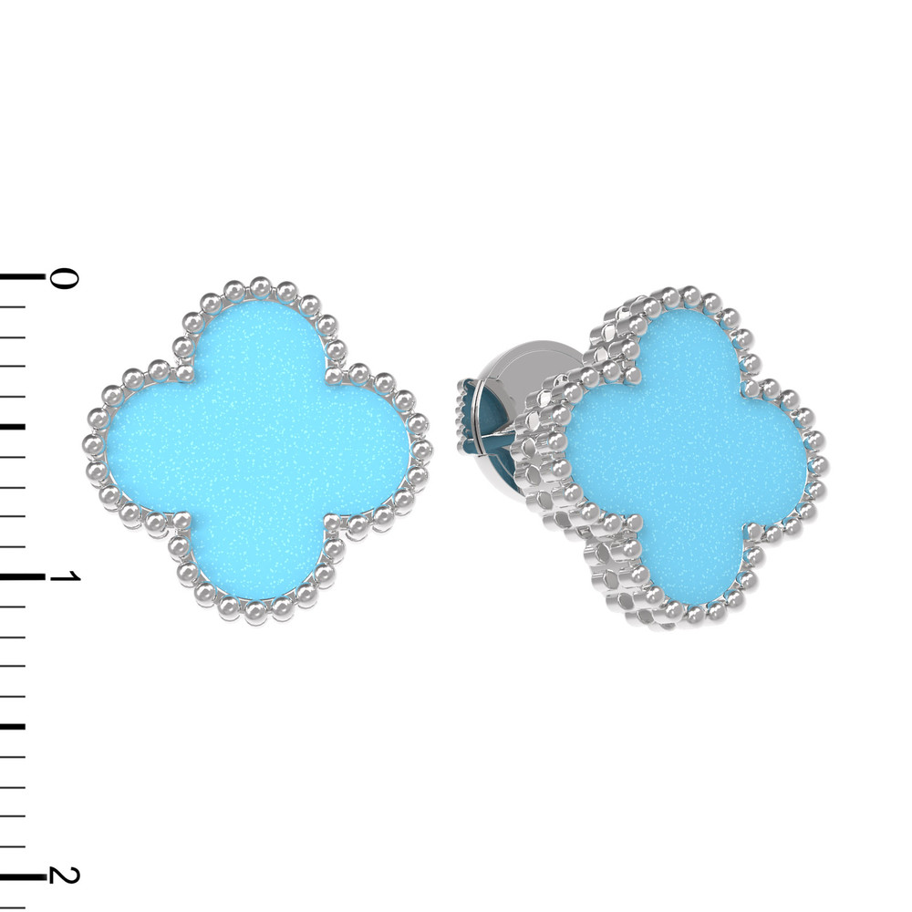 Серьги из белого золота 585 пробы c бирюзой