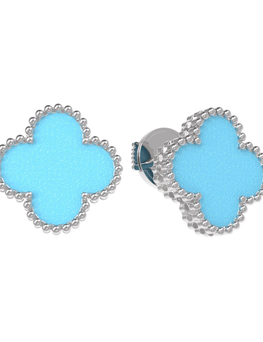 Серьги из белого золота c бирюзой