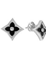 Серьги из белого золота c ониксом