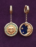 Серьги из золота c бирюзой и лазуритом