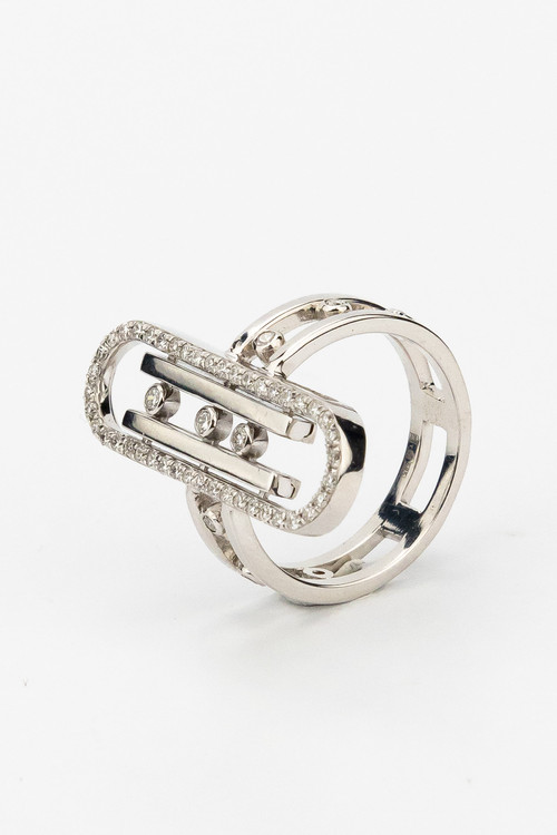 Кольцо из белого золота 585 пробы c бриллиантами