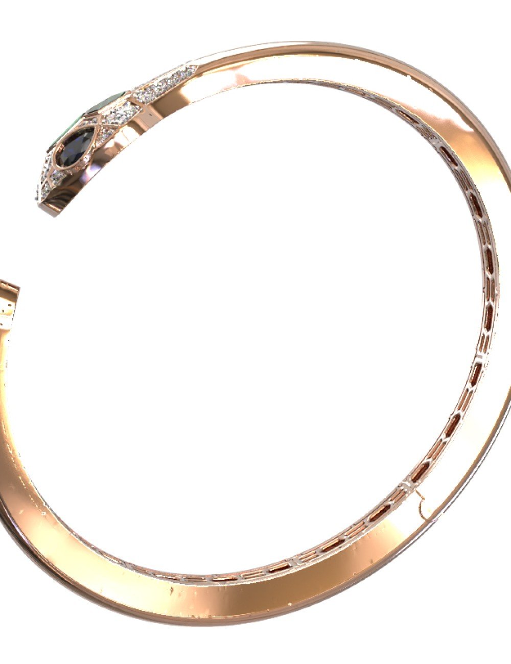 Браслет из золота c бриллиантами, сапфиром и малахитом