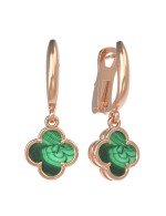 Серьги из золота c малахитом