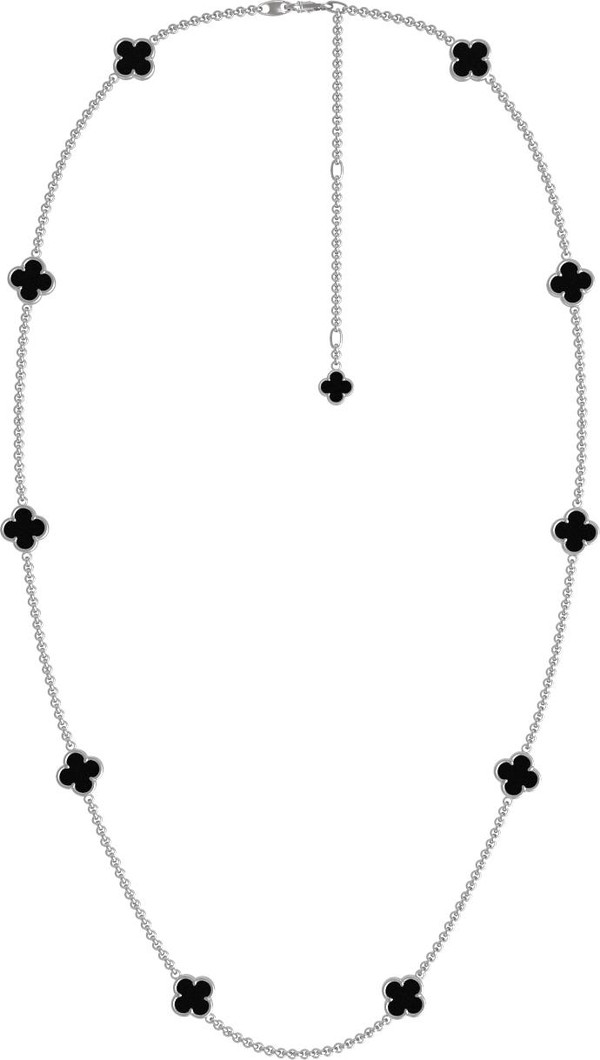 Колье из белого золота 585 пробы c ониксом