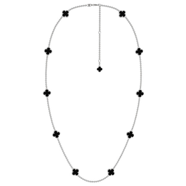 Колье из белого золота 585 пробы c ониксом