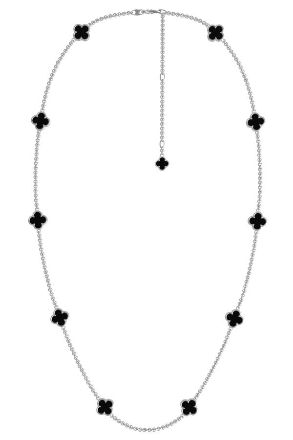 Колье из белого золота c ониксом