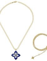 Колье из лимонного золота c бриллиантами и лазуритом