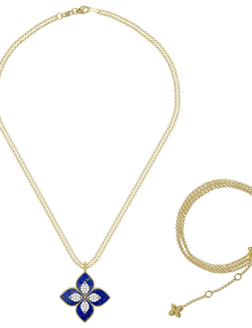 Колье из лимонного золота c бриллиантами и лазуритом