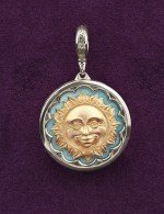 Подвеска из белого золота c бирюзой и лазуритом