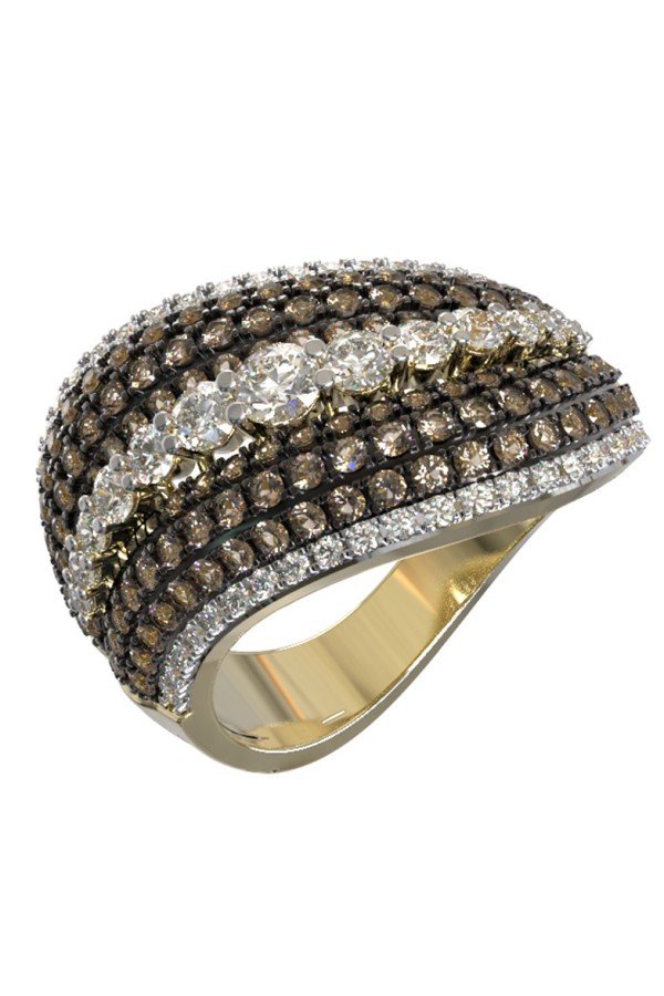 Кольцо из лимонного золота c бриллиантами