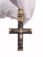 Крест из лимонного золота c эмалью и эбеновым деревом