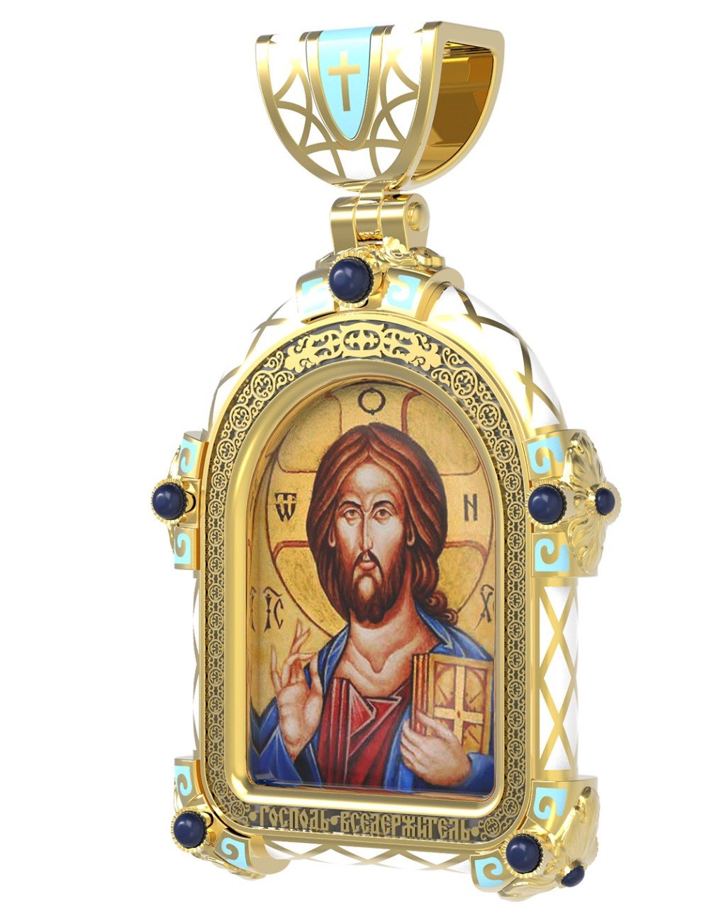 Образок из лимонного золота c эмалью и иконописью