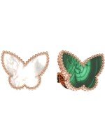 Серьги из золота c малахитом и перламутром