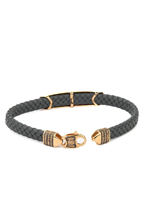 Браслет из красного золота 585 пробы c кожаным шнурком