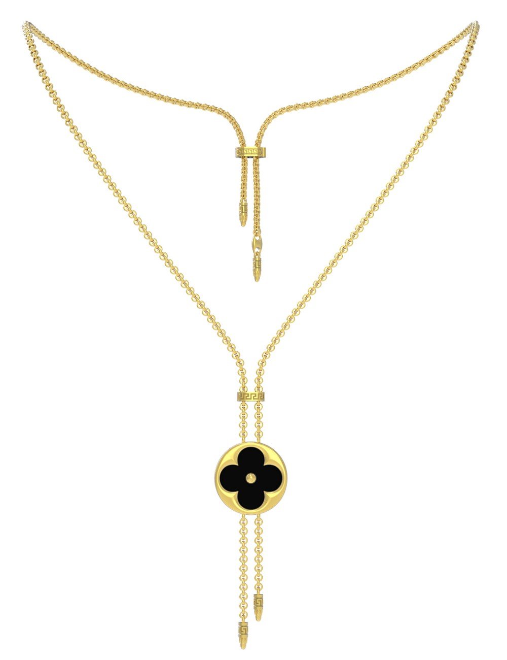 Колье из лимонного золота c ониксом и перламутром