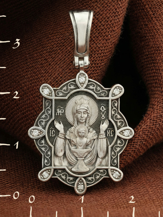 Нательная икона из белого золота 585 пробы c бриллиантами
