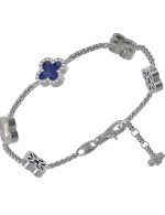 Браслет из белого золота c бриллиантами, лазуритом и перламутром