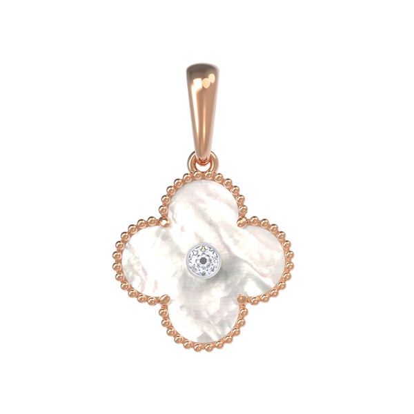 Подвеска из красного золота 585 пробы c бриллиантами и перламутром