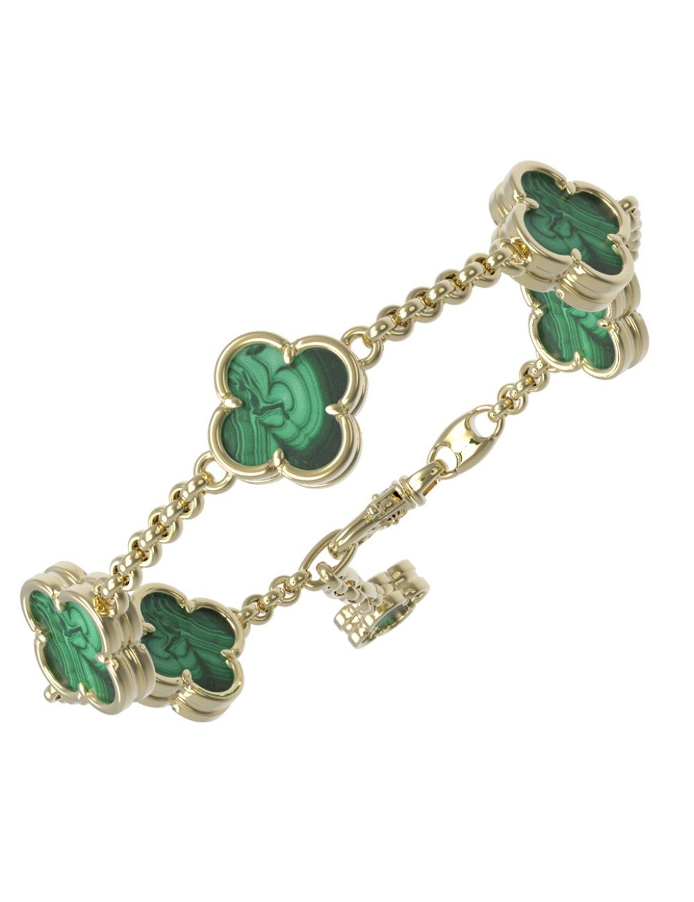 Браслет из лимонного золота c малахитом