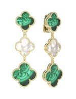 Серьги из лимонного золота c малахитом и перламутром