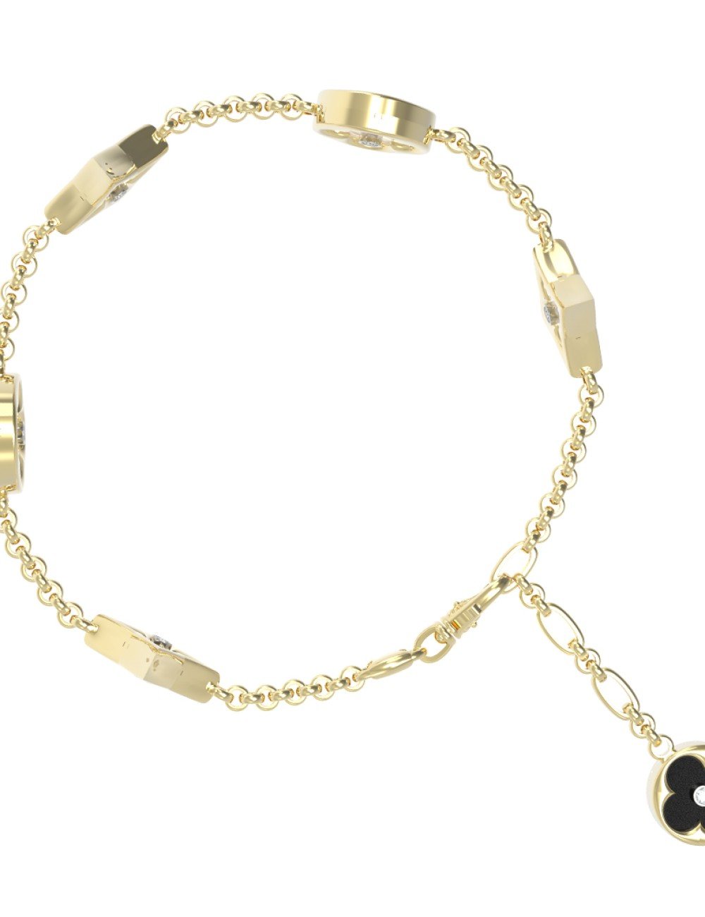 Браслет из лимонного золота c бриллиантами, ониксом и перламутром