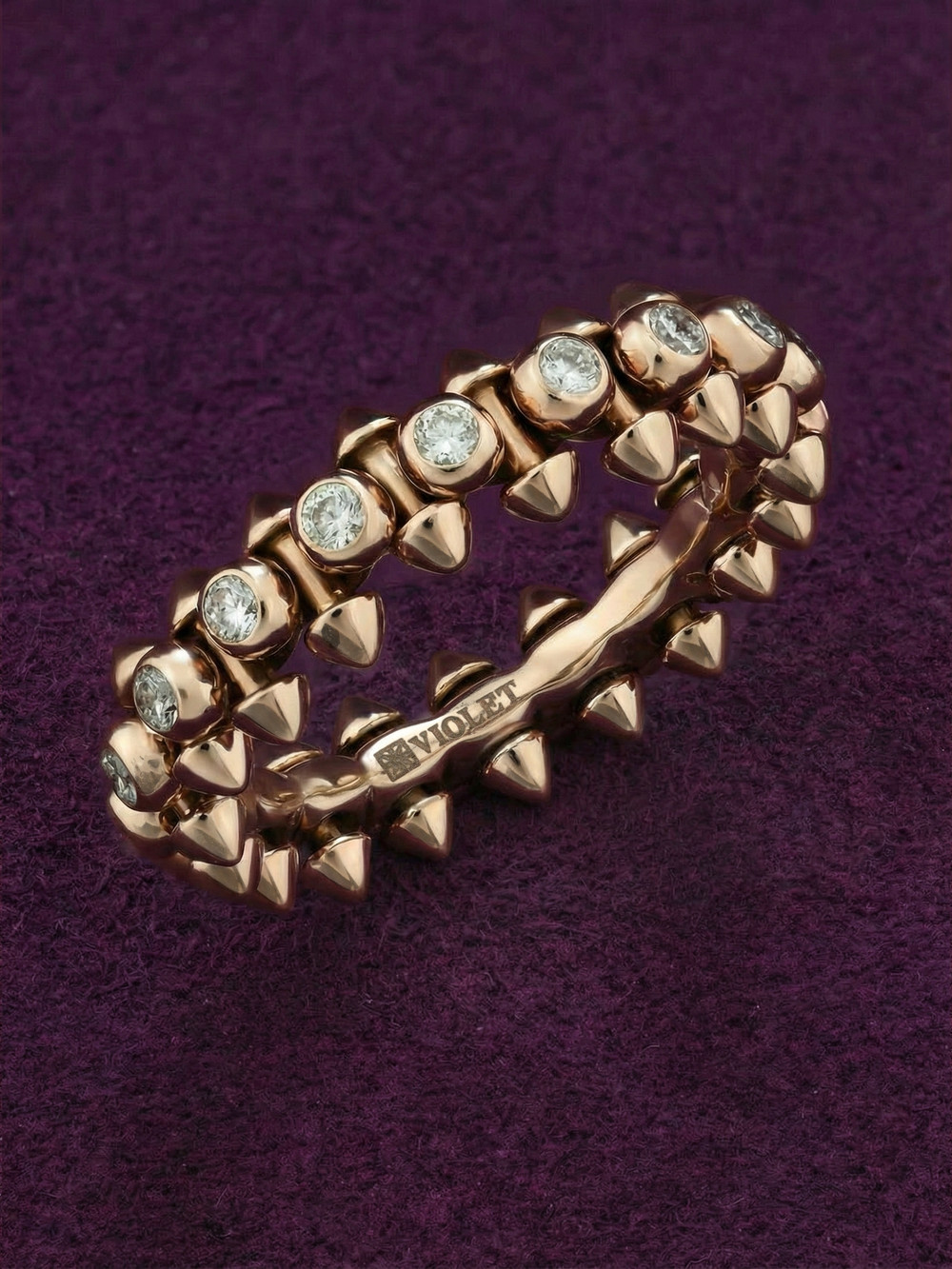 Кольцо из розового золота 585 пробы c бриллиантами