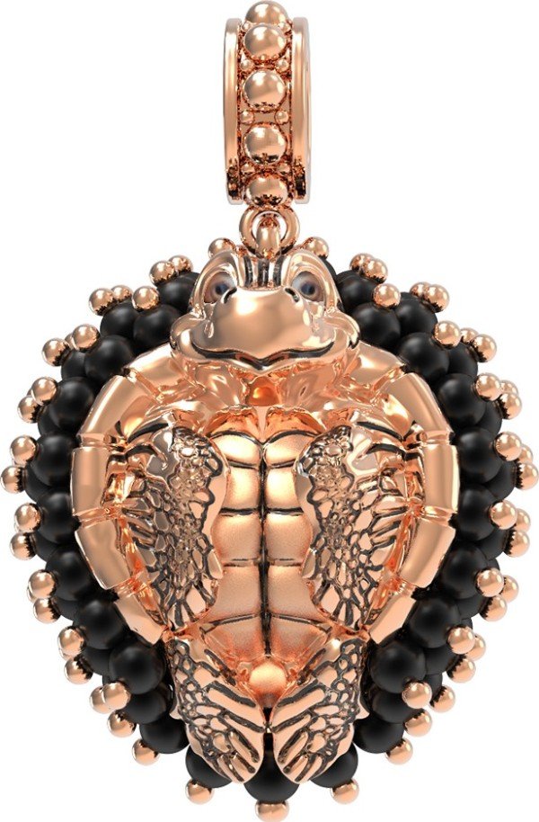 Подвеска из золота c эмалью и ониксом