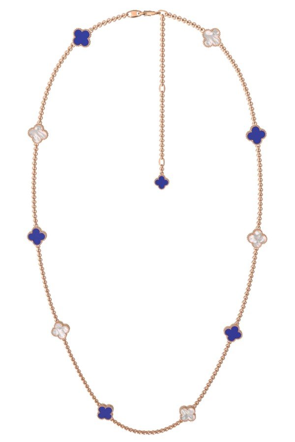 Колье из золота c лазуритом и перламутром