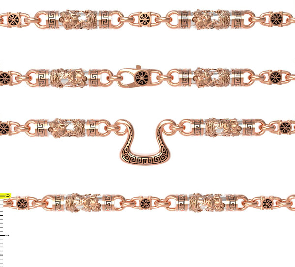 Цепь из красного золота 585 пробы c эмалью