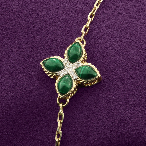 Браслет из лимонного золота 585 пробы c бриллиантами и малахитом