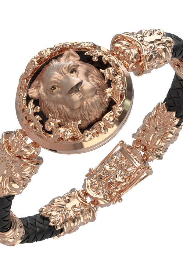 Браслет из золота c шнурком и ониксом