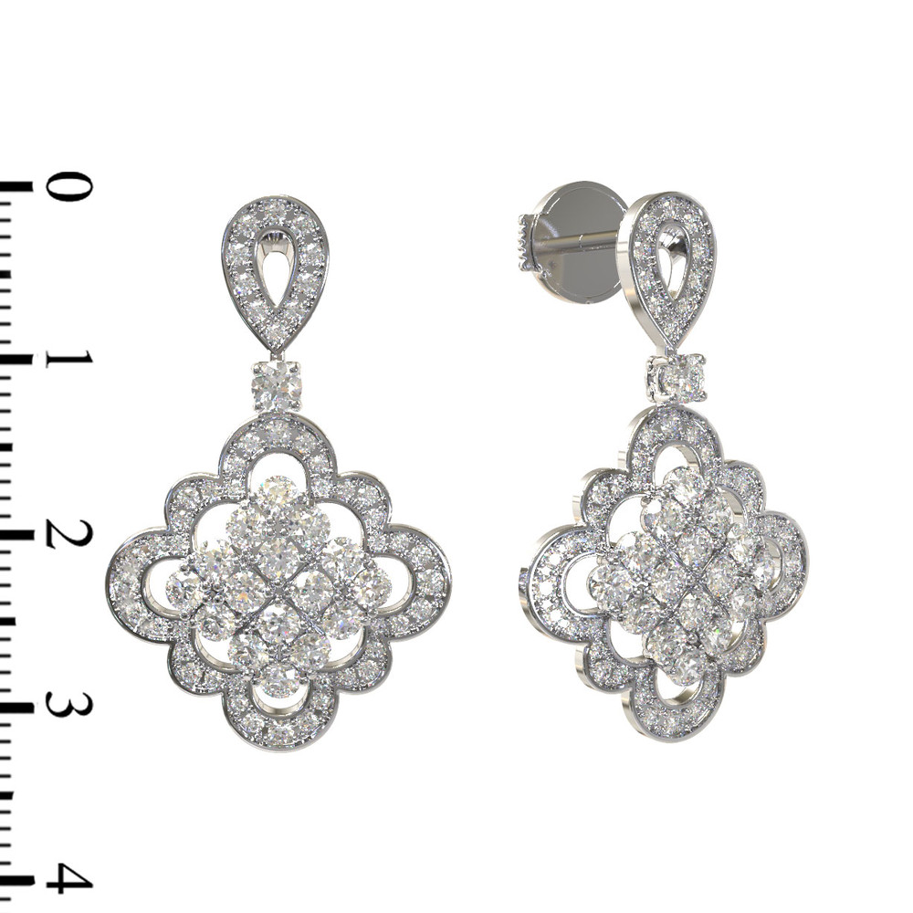 Серьги из белого золота 585 пробы c бриллиантами