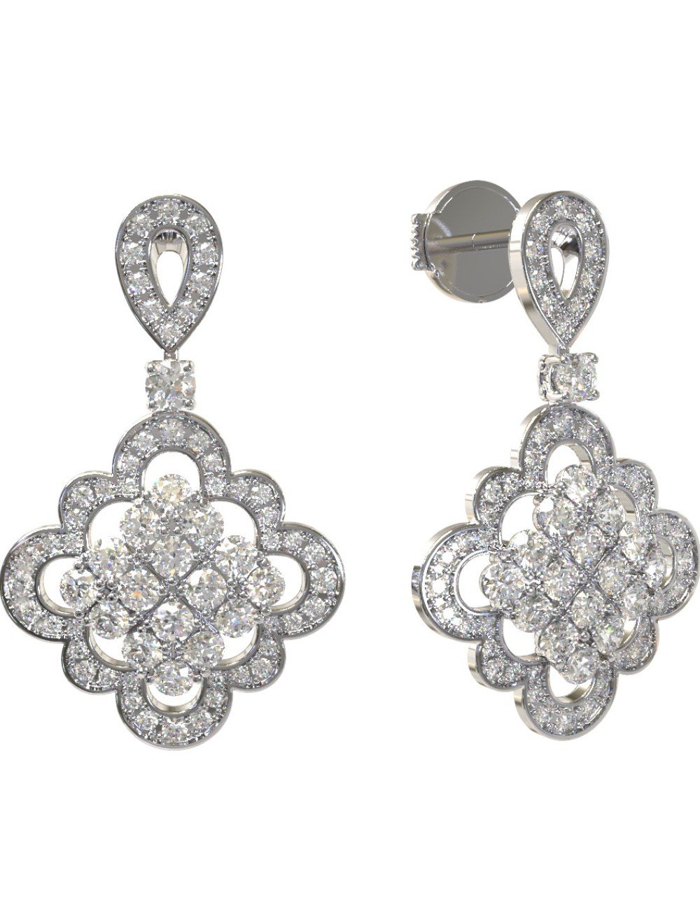 Серьги из белого золота c бриллиантами