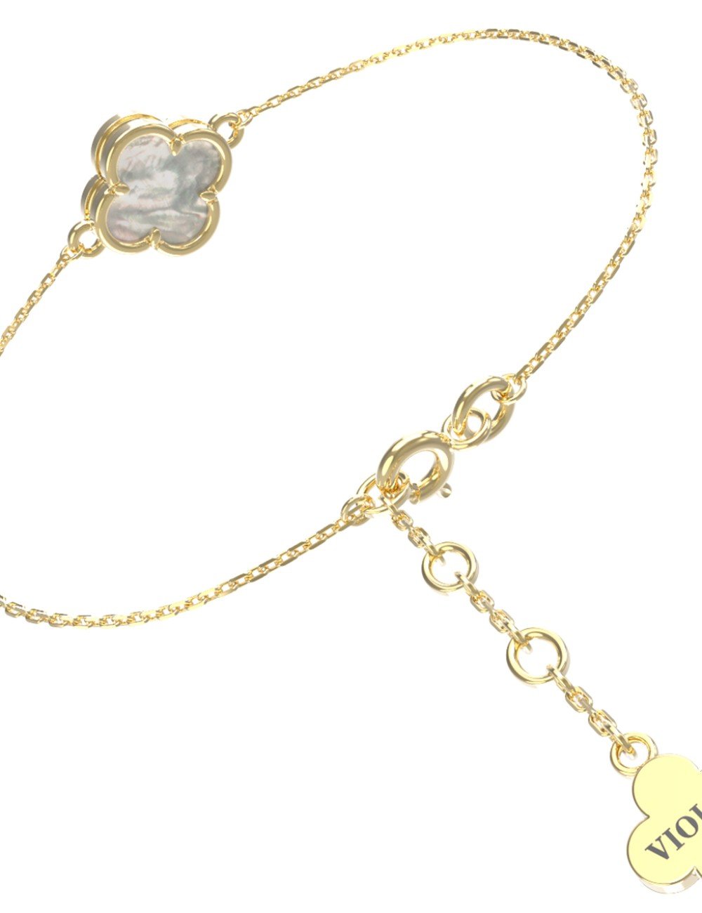 Браслет из лимонного золота c перламутром