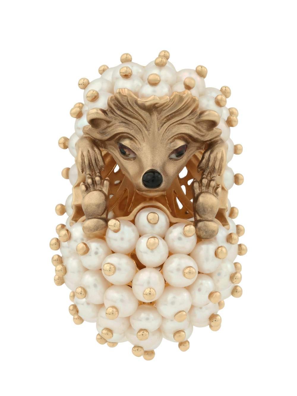 Подвеска из красного золота 585 пробы c эмалью и жемчугом