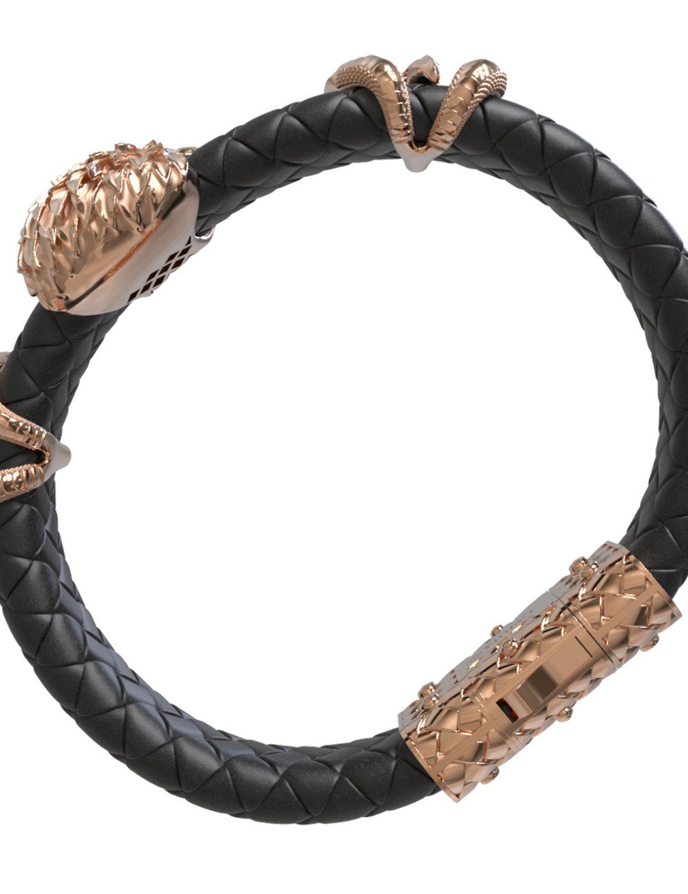 Браслет из золота c бриллиантами и кожаным шнурком