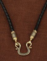 Гайтан из лимонного золота c кожаным шнурком