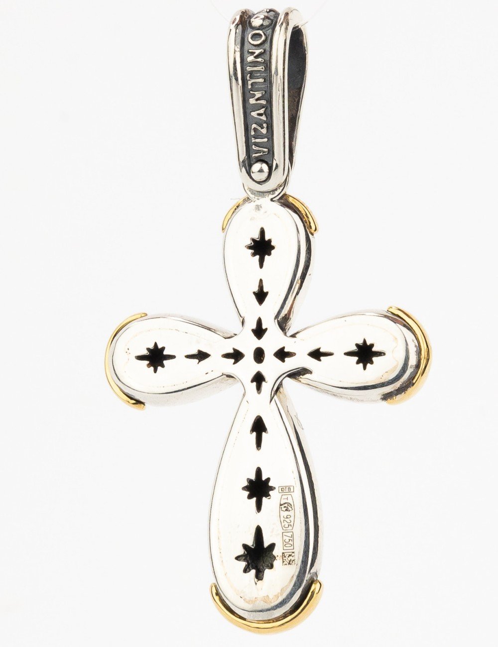 Крест из серебра и золота c фианитом