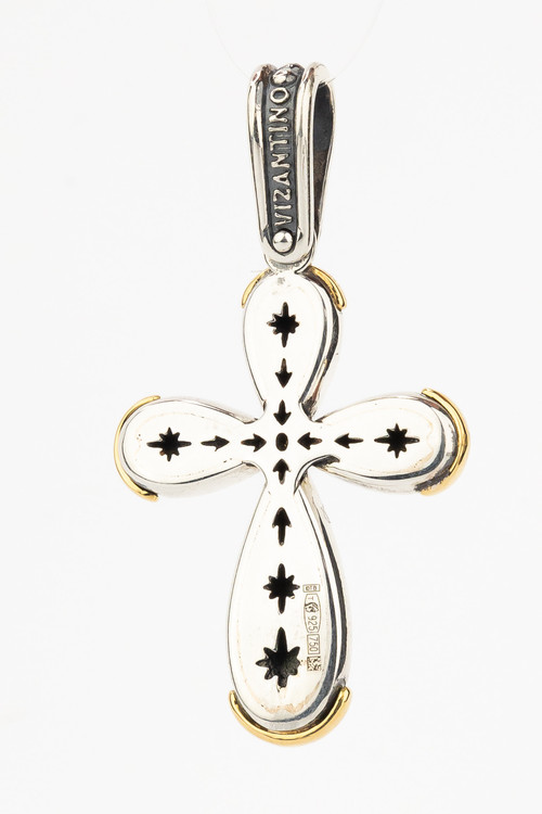 Крест из серебра 925 пробы и золота 750 пробы c фианитом