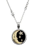 Колье из белого золота c бриллиантами, ониксом и перламутром