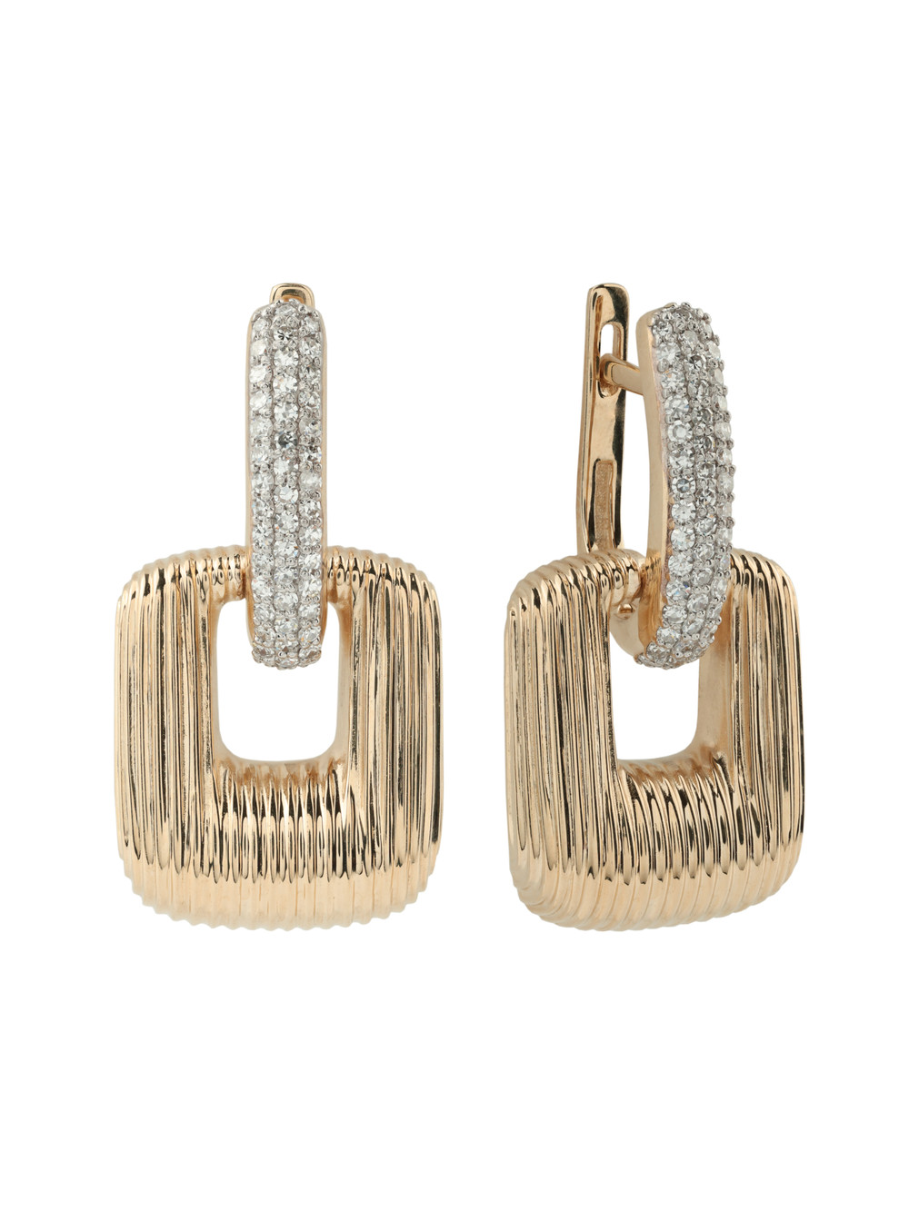 Серьги из красного золота 585 пробы c бриллиантами