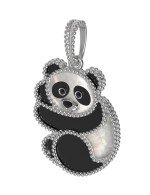 Подвеска из белого золота c эмалью, ониксом и перламутром