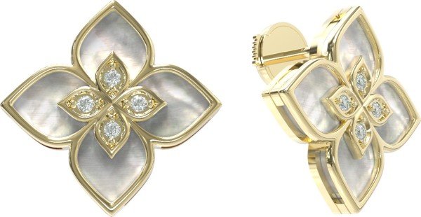 Серьги из лимонного золота c бриллиантами и перламутром