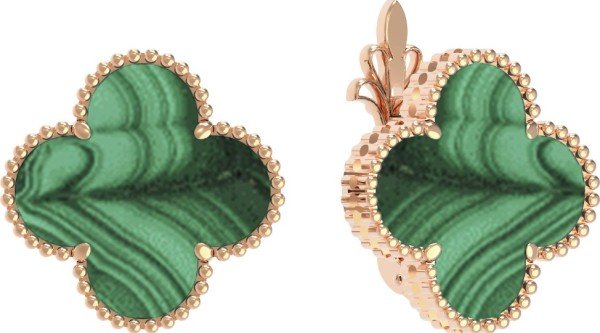 Серьги из золота c малахитом