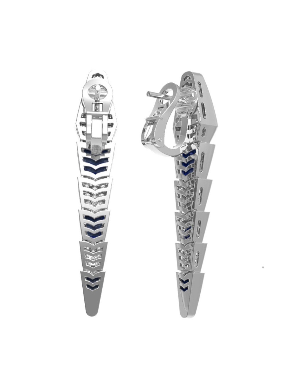 Серьги из белого золота c бриллиантами и лазуритом