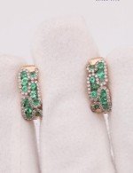 Серьги из золота 585 пробы c бриллиантами и изумрудом