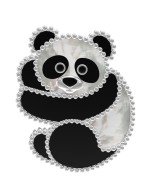 Брошь из белого золота c эмалью, ониксом и перламутром